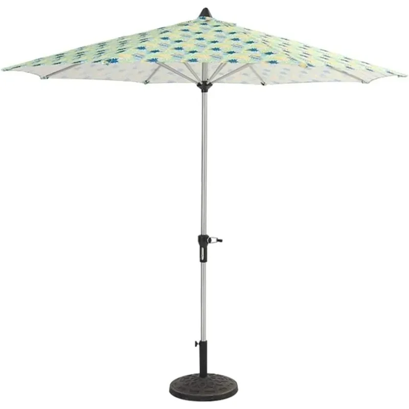 

2.7m Garden Umbrella with Crank Cover, Leaf Texture Pattern, Suitable for Outdoor/Beach/Pool/Patio, Without Base