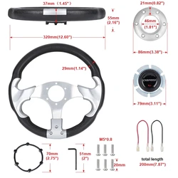 Aluminum Alloy Racing Style 320mm 13 Inch Steering Wheel for YAMAHA Golf Cart EZGO Car Accessories