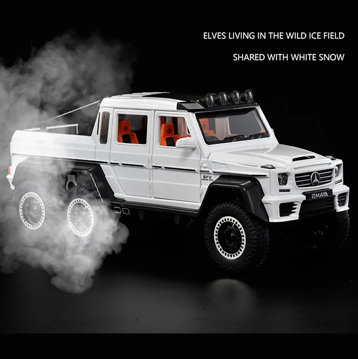 

1:20 Mercedes Benz G63 6X6 Off Road Alloy Metal Diecast Model Car Collection Simulation Sound & Light Toy For Kids Birthday Gift