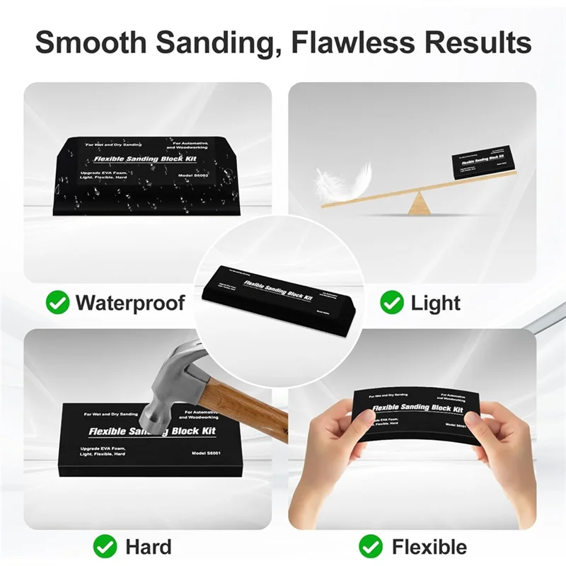 Hot Sale-Sanding Blocks Auto Body Set Flexible Eva Foam Wet Or Dry Sanding Block Kit Sanding Sponge Blocks