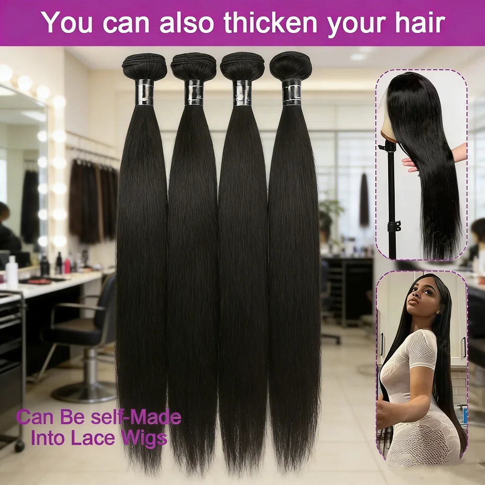 

15A Bone Straight Human Hair Bundles 1/3/4 Bundles 30 34 40 Inch Human Hair Brazilian Virgin Hair Bundles Natural Color