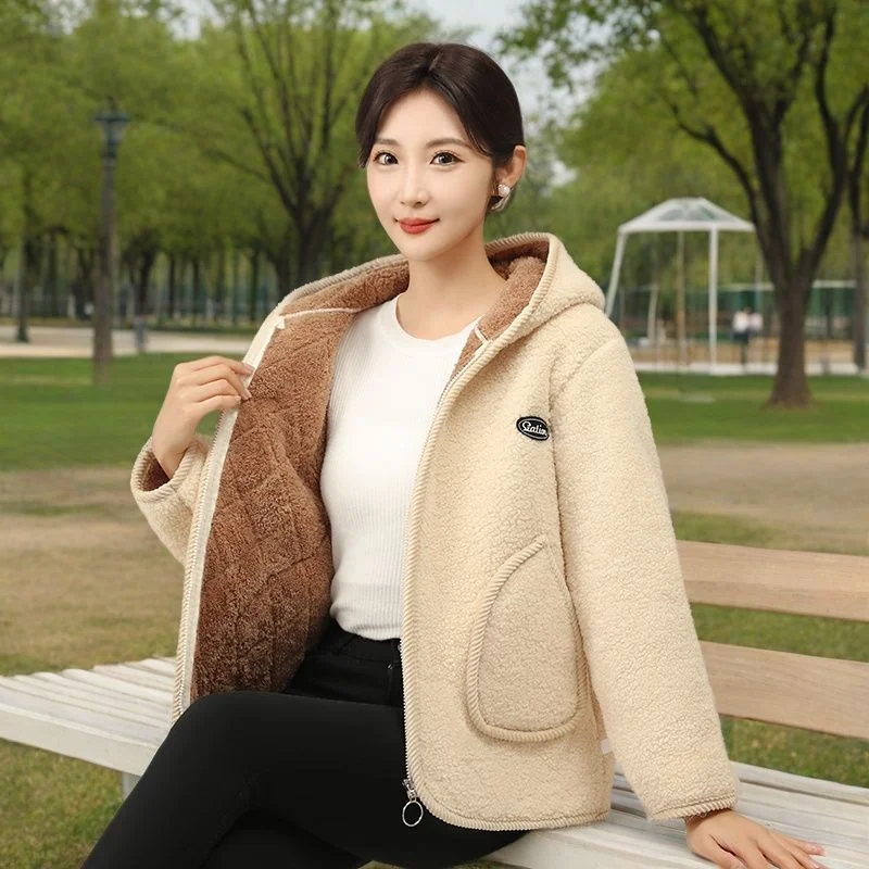 2024 New Granular Velvet Coat Ladies Parkas Winter Down Cotton Jacket Mom's Thick Warm Cotton Padded Coat Damska odzież wierzchnia Tops