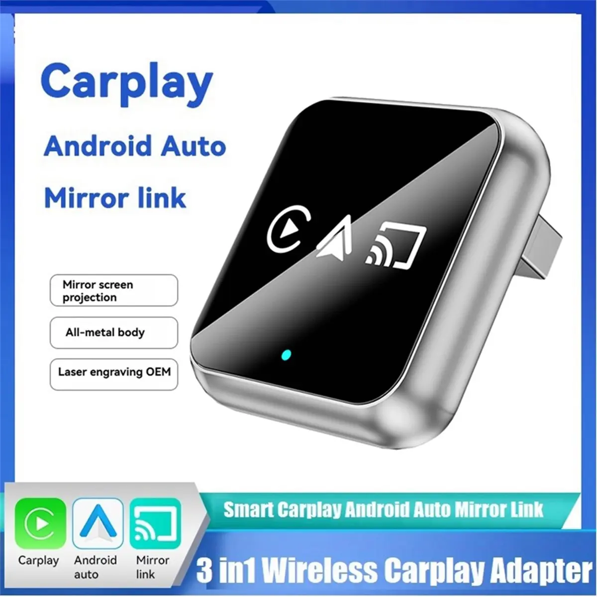 A86G NEW 3in1 Wireless Carplay MirrorLinK for Android Auto Smart Carplay Box USB Dongle Adapter Wired Carplay to Wireless B