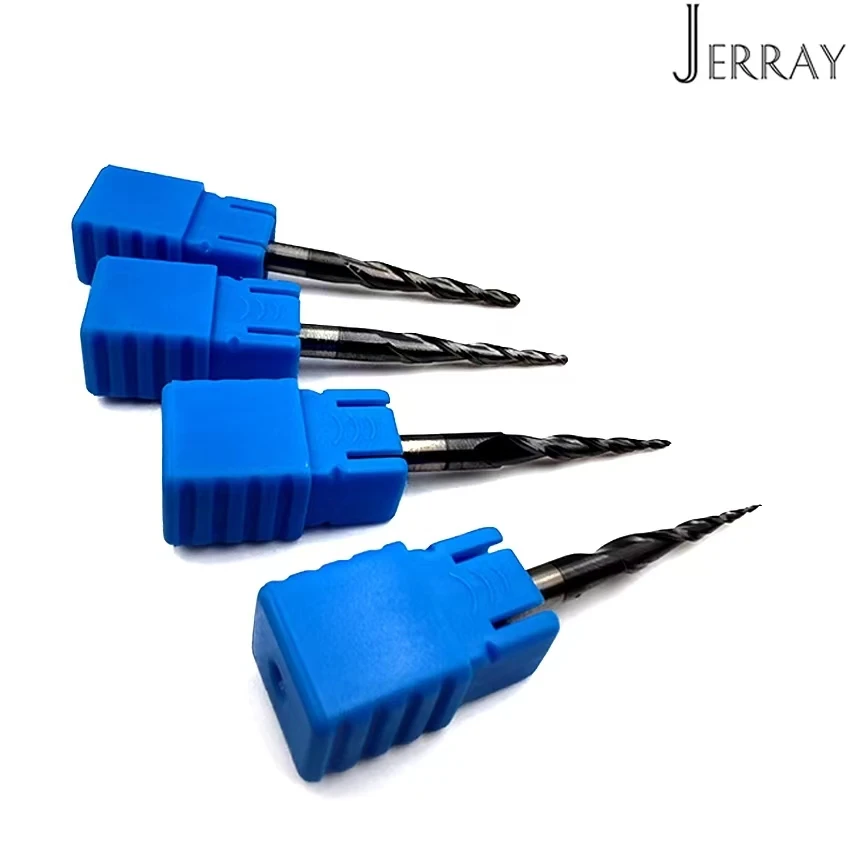 JERRAY D3.175 4 6 8mm HRC55 2Flutes Tungsten solid carbide Tapered Ball Nose End Mills CNC 2D 3D Carving Bits Milling cutter