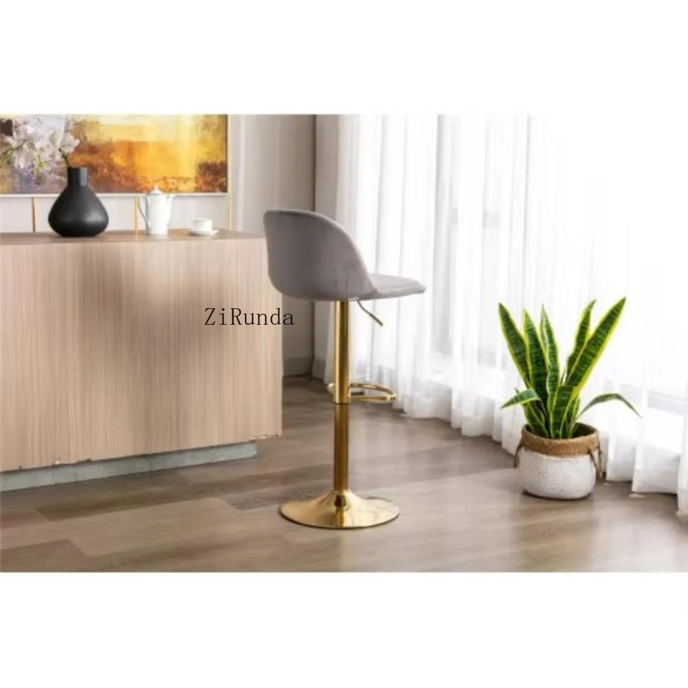 Adjustable Velvet Bar Stool Ergonomically designed rotating bar stool