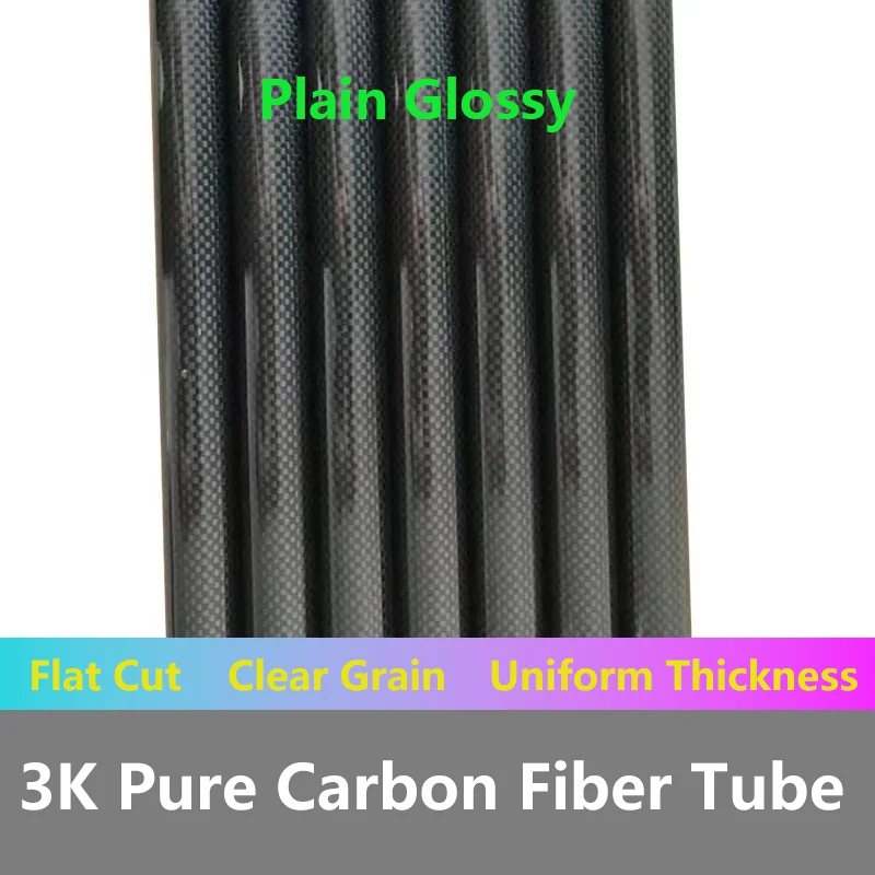 3K Carbon Fiber Tube ,Plain Glossy 2PCS Length 1000MM,Wall Thickness :1mm, High strength full carbon fiber tube.