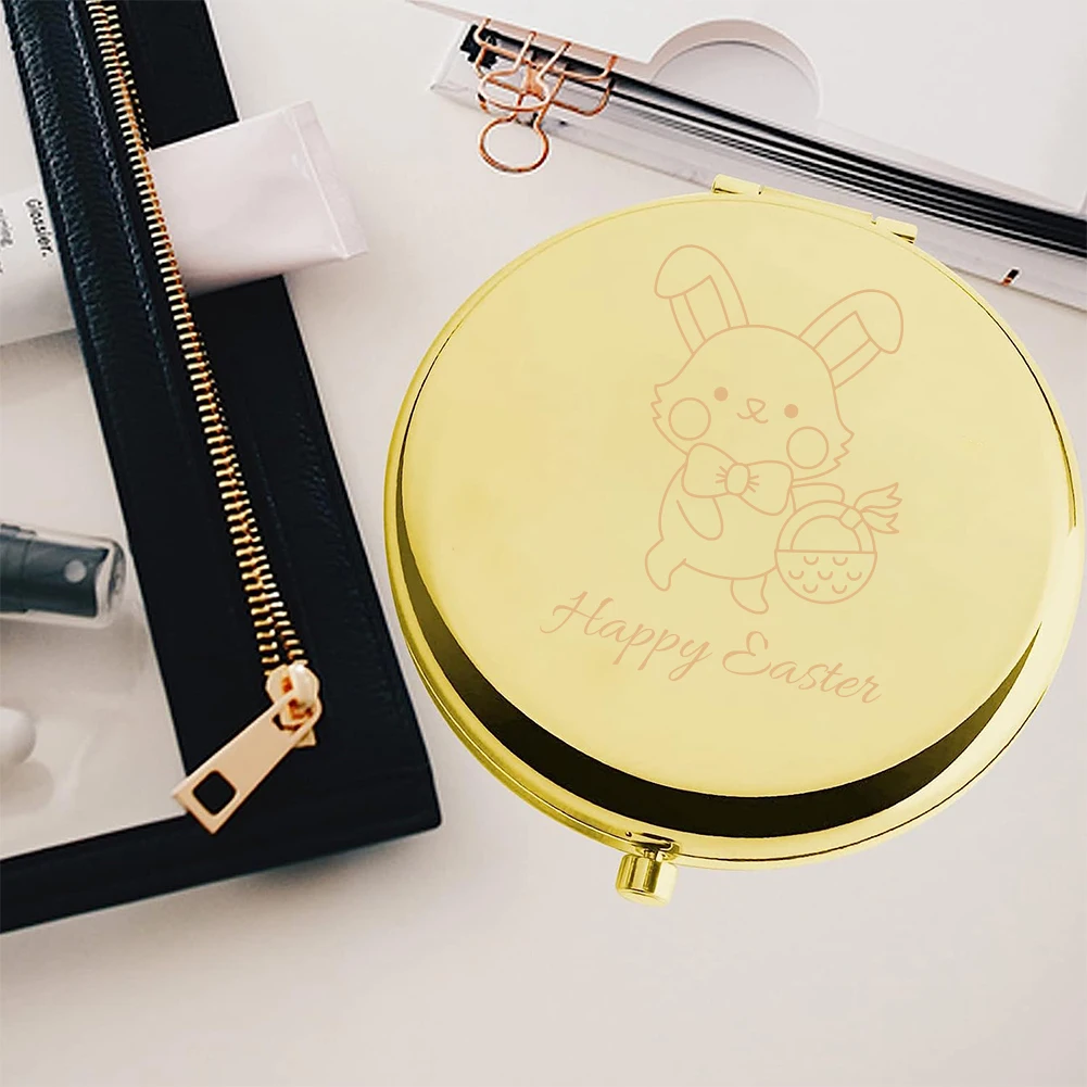 1pc Creative Delicate rabbit Personalized Text Pocket Mirror Mirror With Name Makeup Mirror Wedding Guest Gifts