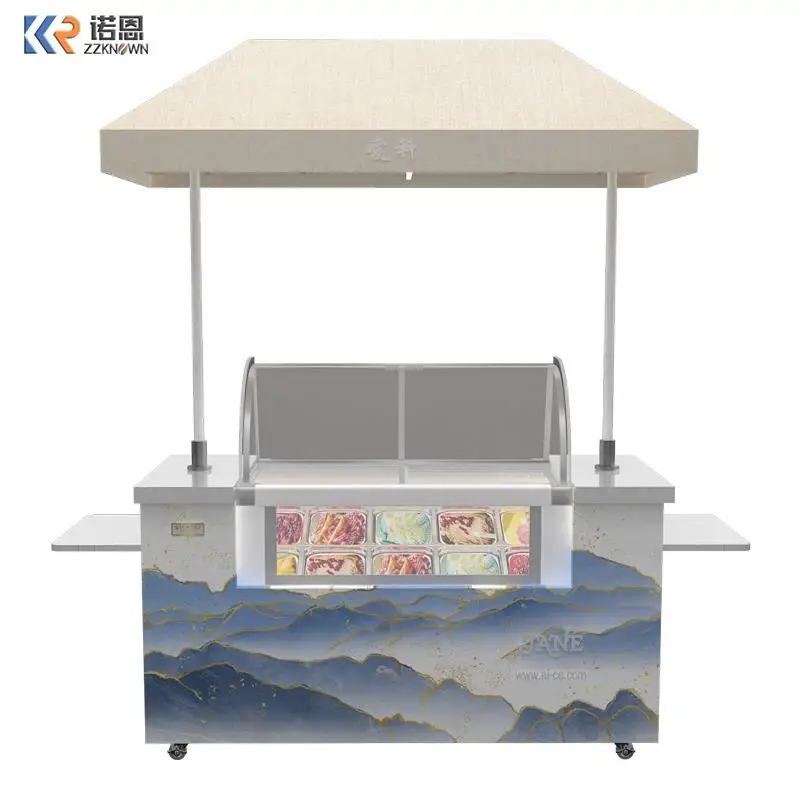 

Тележка для мороженого со складным столиком, витрина для джелато на колесах с универсальными колесами