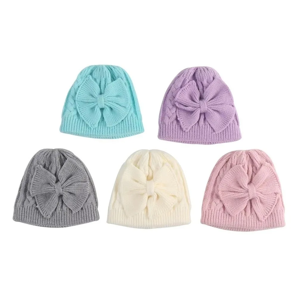 

Lightweight Baby Knit Hat Stretchy Fabric Knit Material Soft Stretchy Hat Soft Texture Bow Design Winter Hat Winter Season