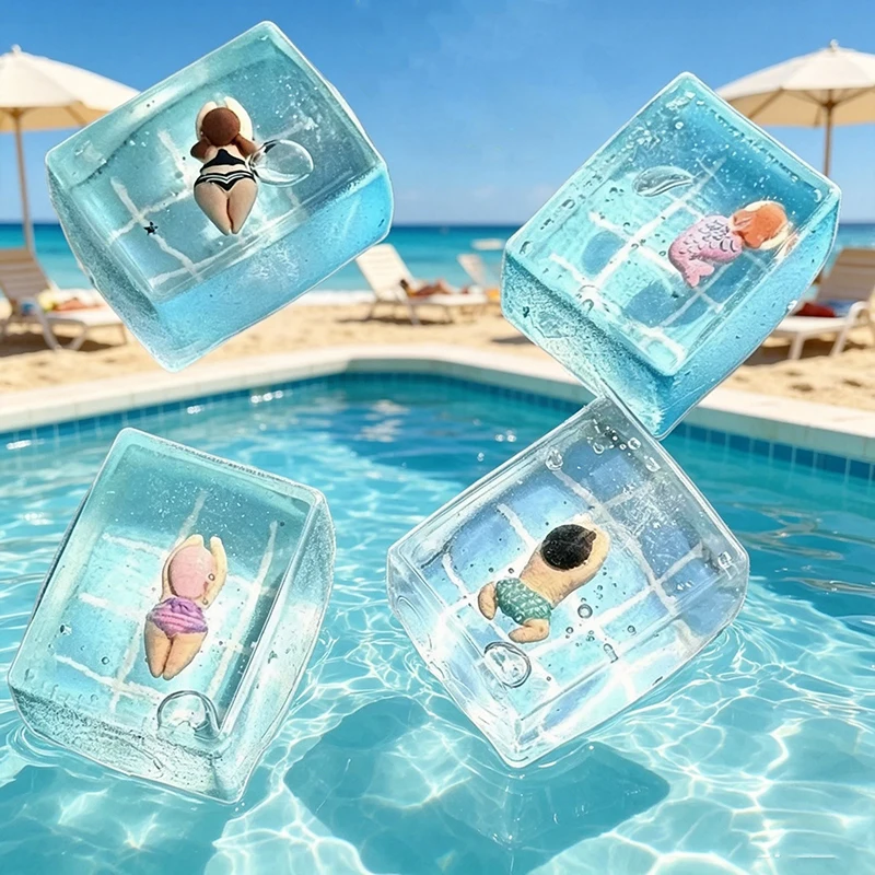 Niedlicher Schwimmbad-Maltose-Fidget-Spielzeugwürfel, Stressabbau-Spielzeug mit Langsamer Rückfederung, Mochi Squishy Stresskiller, Antistress-Spielzeug