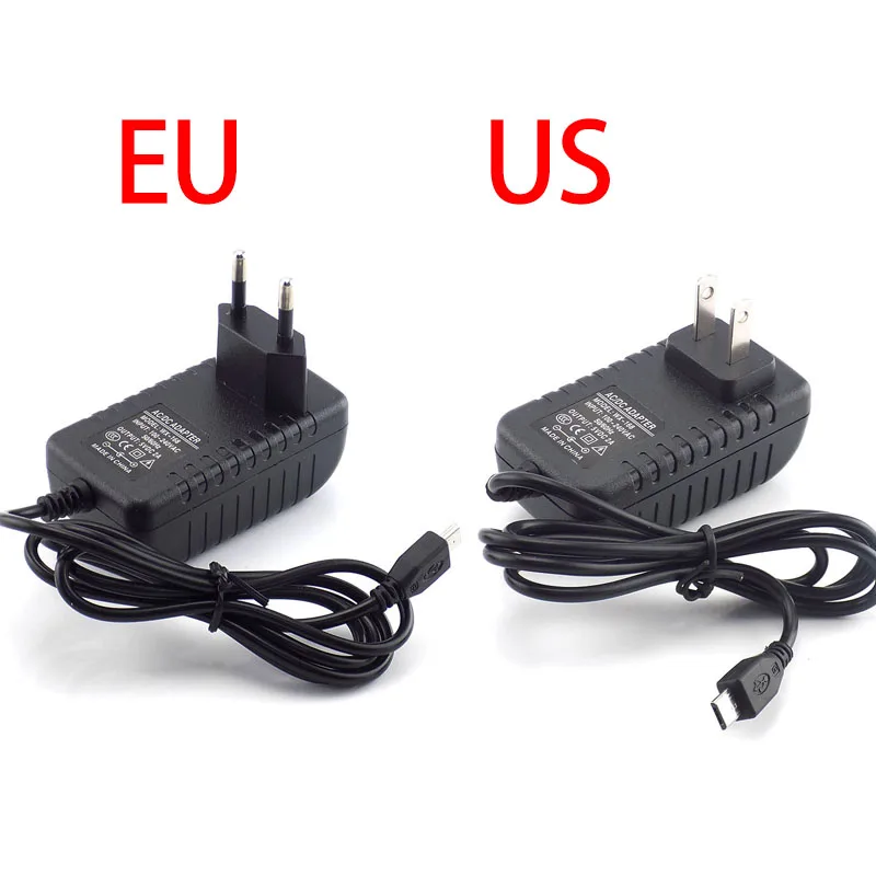 AC DC 5 V 2A 3A 3000mA Micro USB DC Power Adapter voeding US EU Plug aan/uit schakelaar 100 V 240 V Converter oplader voor Raspberry Pi B