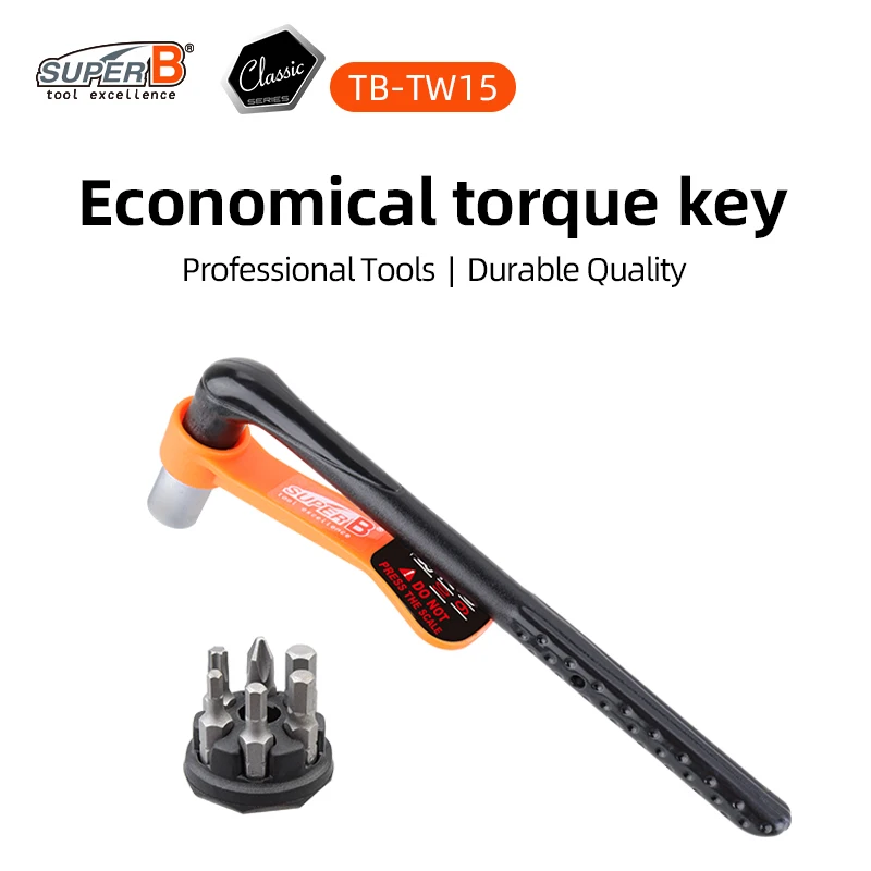 SUPER B TB-TW15 3-10Nm Adjustable Bicycle Torque Wrench With 3/4/5/6mm Allen Key Torx® 25 Bit Set Hex Socket Spanner Repair Tool