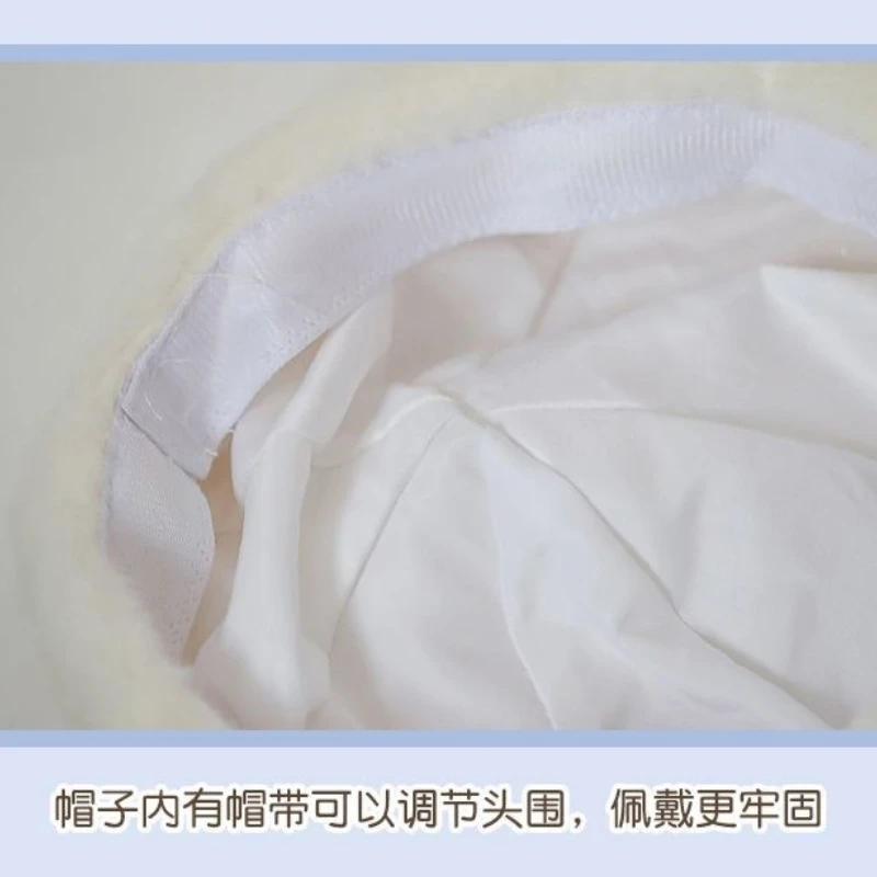 Korean Version of Autumn and Winter White Lolita Beret Original Plush Warm Rabbit Ear Bow Dome Sweet Painter Hat for Women's 5