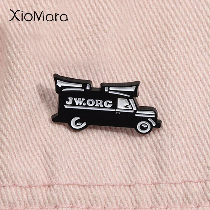 JW,ORG-Pin esmaltado, cuerno de propaganda negro, broche de fe religiosa para coche, insignia para mochila, accesorios de joyería, regalo para amigos ﻿