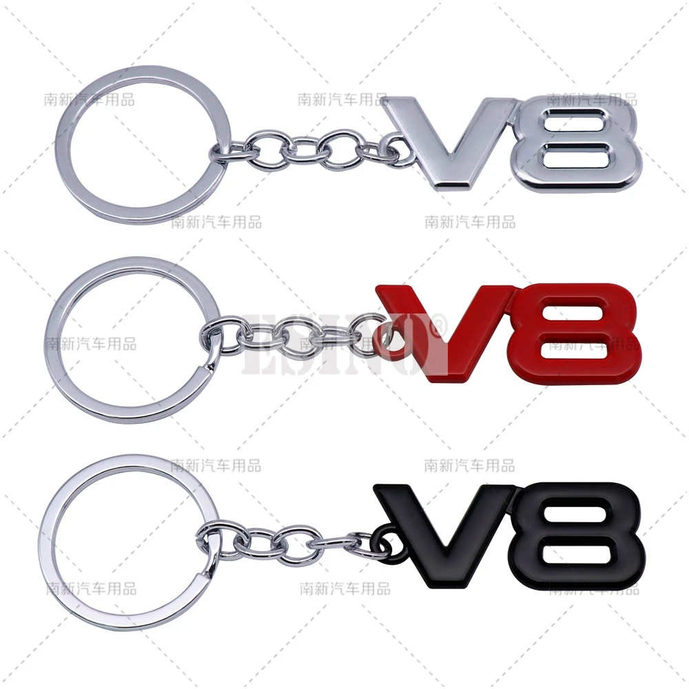 Car Styling 3D Metal Zinc Alloy Metal V8 Logo Key Chain Keychain Key Ring for Nissan Platinum Armada Patrol Titan