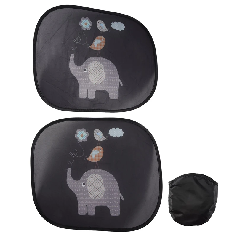 AA01-Car Sun Shade Baby With UV Protection, Car Window Sun Shade For Children With Cute Animal Motifs, 44 X 36 Cm, Set Of 4