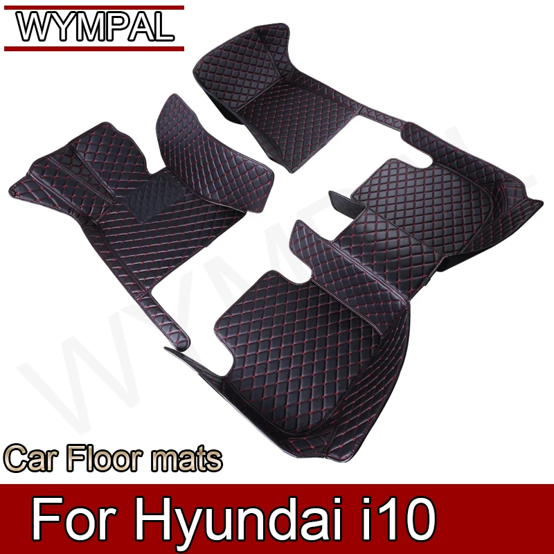 Car Floor Mats For Hyundai i10 BA Gran Metro Taxi Xcent IA 2014~2019 Leather Mat Car Mats Floor Rugs Durable Pad Car Accessories