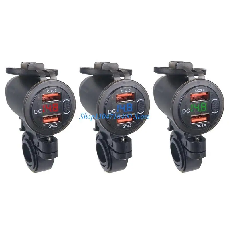 

y1gd Waterproof Motorcycle Dual USB Quick Power Supply Adapter Phone Tablet GPS