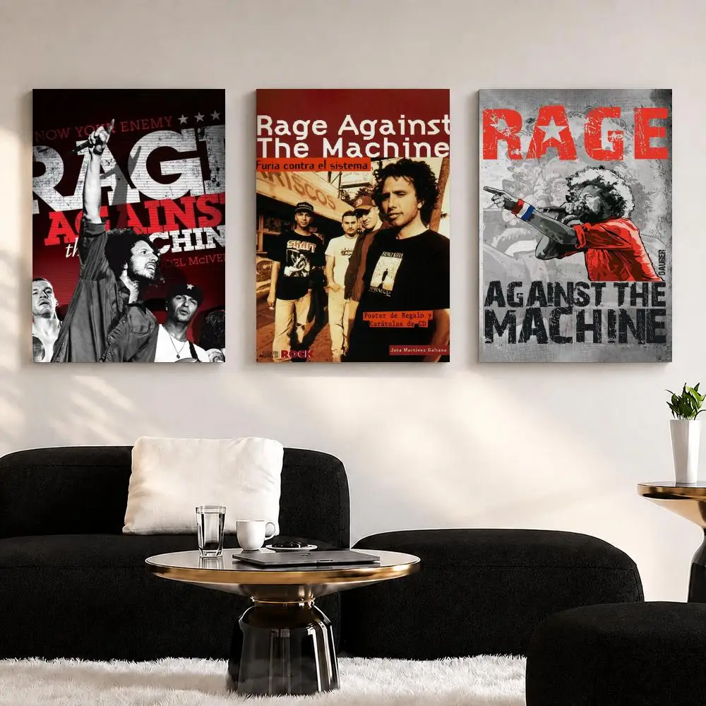Band R-Rage A-Against the Machine Framed Wall Painting Ready to Hang Canvas Wall Art Poster for Bedroom Living Room Home Decor