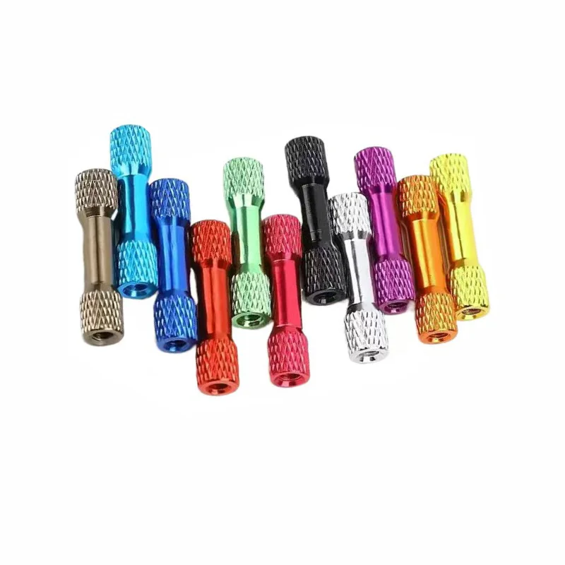 4PCS Double-Ended Reticulated Aluminum Pillar Inner Tooth M3 Link Model Aircraft Fuselage Aluminum Rod Color Through-Hole Stud