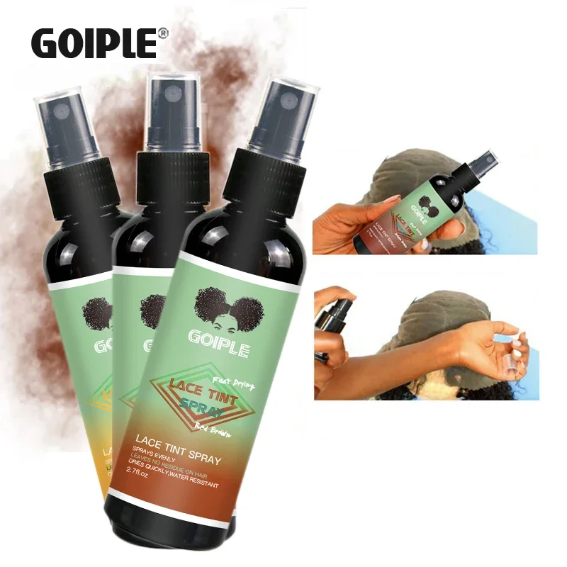 GOIPLE 80ml Red/Golden Brown Lace Tint Spray for Wigs Waterproof Color Dye Knots Grids Liquid Concealer Quick Dry Tinted Foam