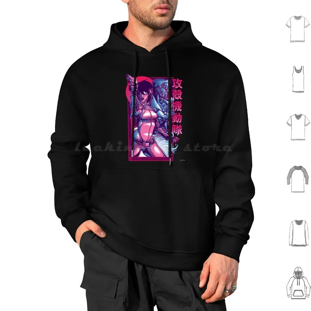 Major 85 Hoodies Long Sleeve Synthwave 80S Gits Ghost In The Shell Anime Colorful Neon Blade Runner Synth Retro Motoko