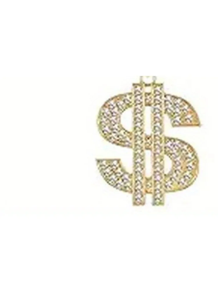 Das 3-teilige Hip-Hop-Outfit enthält eine verstellbare Halskette mit Button-Down-Hut-Dollar-Logo und einen Hip-Hop-Dollar ring