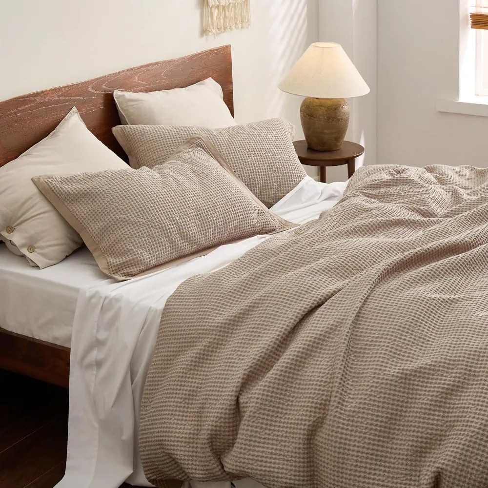 

Cotton Duvet Cover Queen - 100% Cotton Waffle Weave Khaki Duvet Cover Queen Size, GentleSoft