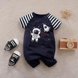 Baby Boys Girls Outfit Infant Clothes Toddler Jumpsuit Costume Romper Astronaut Print Clothes 100% Cotton Short Sleeve Summer