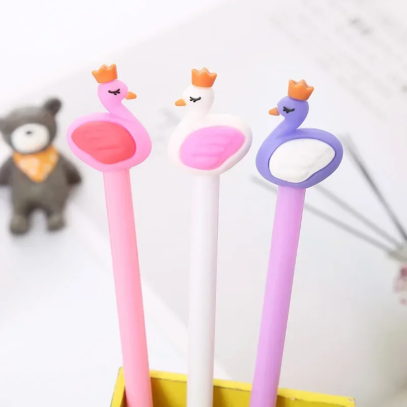 A 50PCS Creative Stationery Flamingo Gel Pen Korean-Style Black Student Test Pen Cartoon Swan Gel Pen Kawaii School Supplies