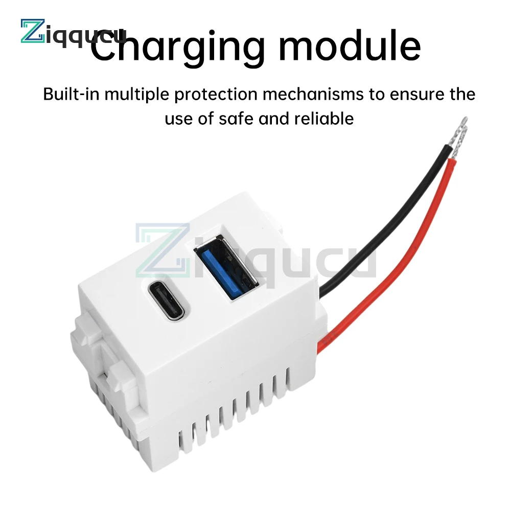 

Type 128 USB Power Module 220V Socket 5V2.1A Dual Port USB+Type C Charging Socket Module Charging Module Switch Adapter