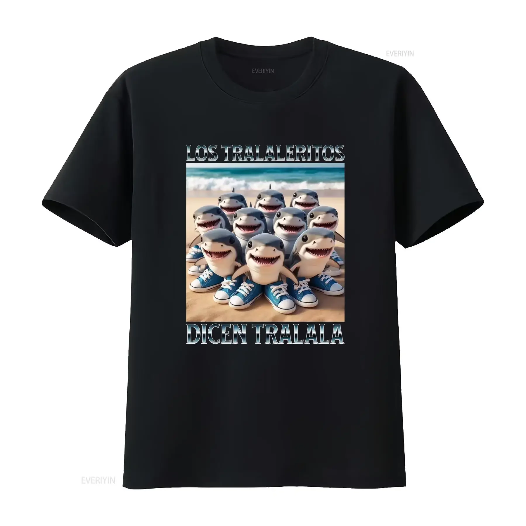 Los Tralaleritos Dicen Tralala Italian Brainrot Meme T Shirt Cute Shark Design with Blue Sneakers Available in S 3XL vintage