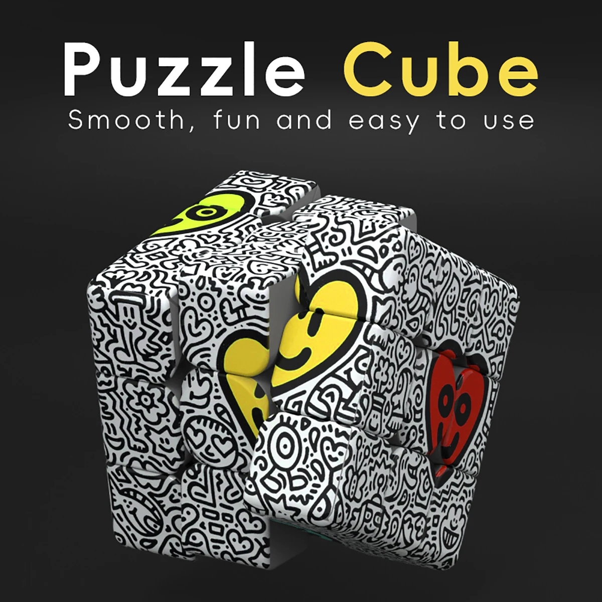 Kostka Magiczna 3x3x3 3D UV Graffiti Miłość Antystresowa Układanka Profesjonalna Gładka Gra Szybkościowa Zabawka Prezent dla Dzieci