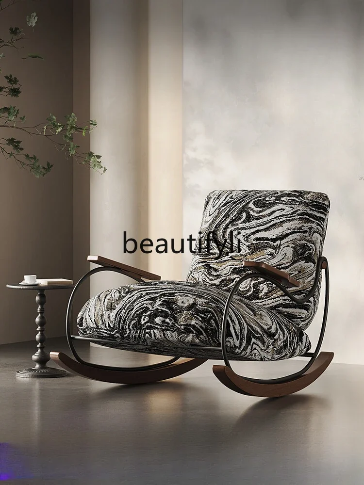 

Italian rocking chair retro style living room sofa single balcony home new leisure recliner