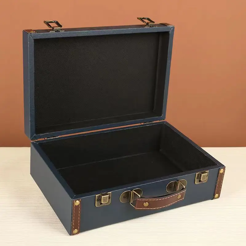 Estuche de cuero portátil Vintage, caja de almacenamiento con certificado de embrague de escritorio, caja de tesoro de joyería, decoración de