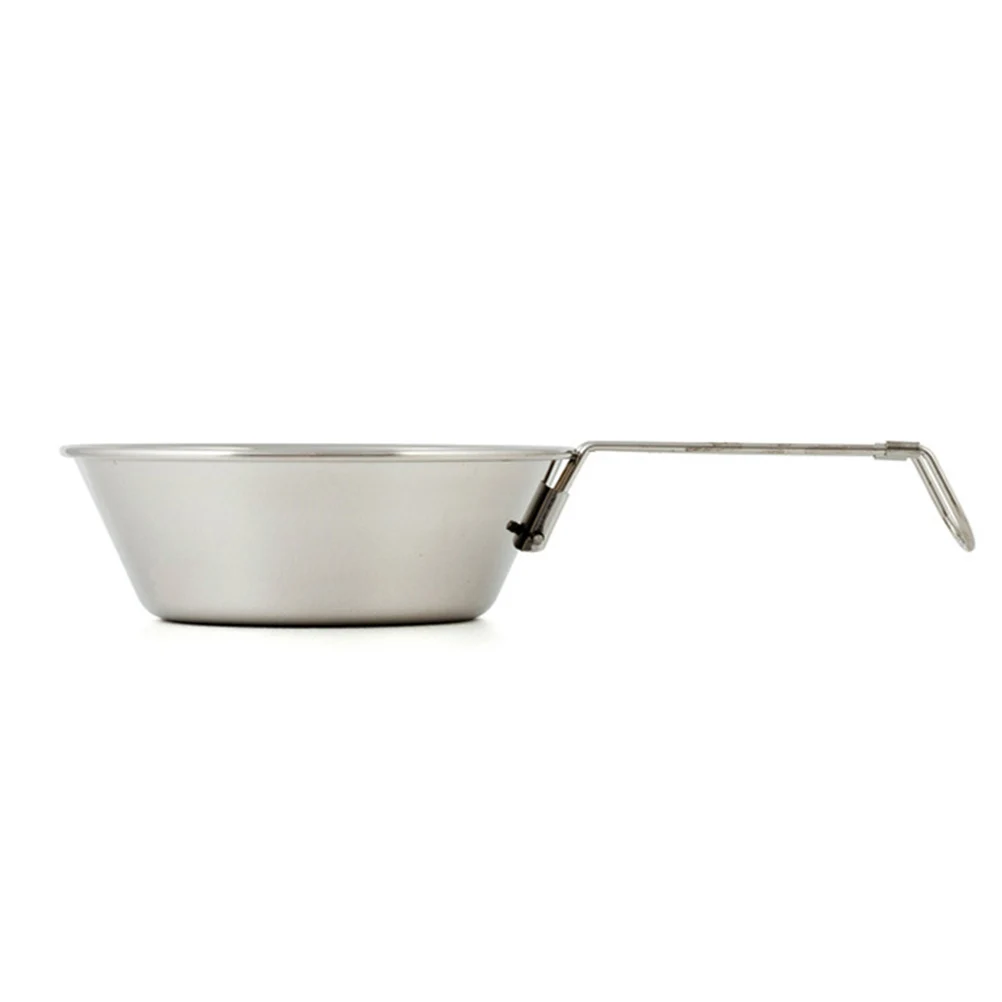 

Water Cup Folding Bowl of Outdoor Foldable Stainless Steel Camping with Handle Silver