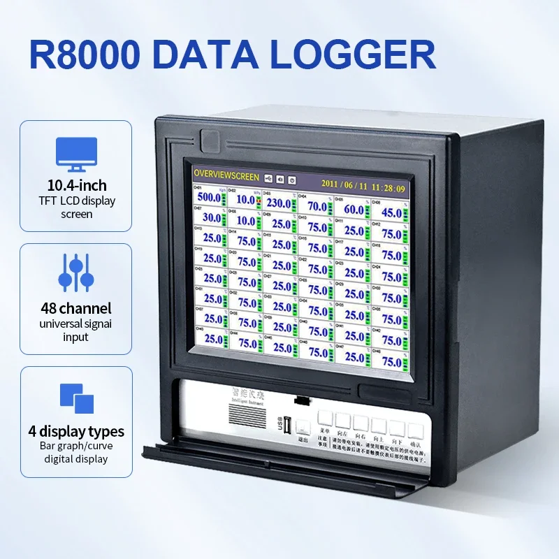 2026 1-48 Channels Industrial Data Logger with Software Temperature Pressure Flow Recorder Paperless Recorder