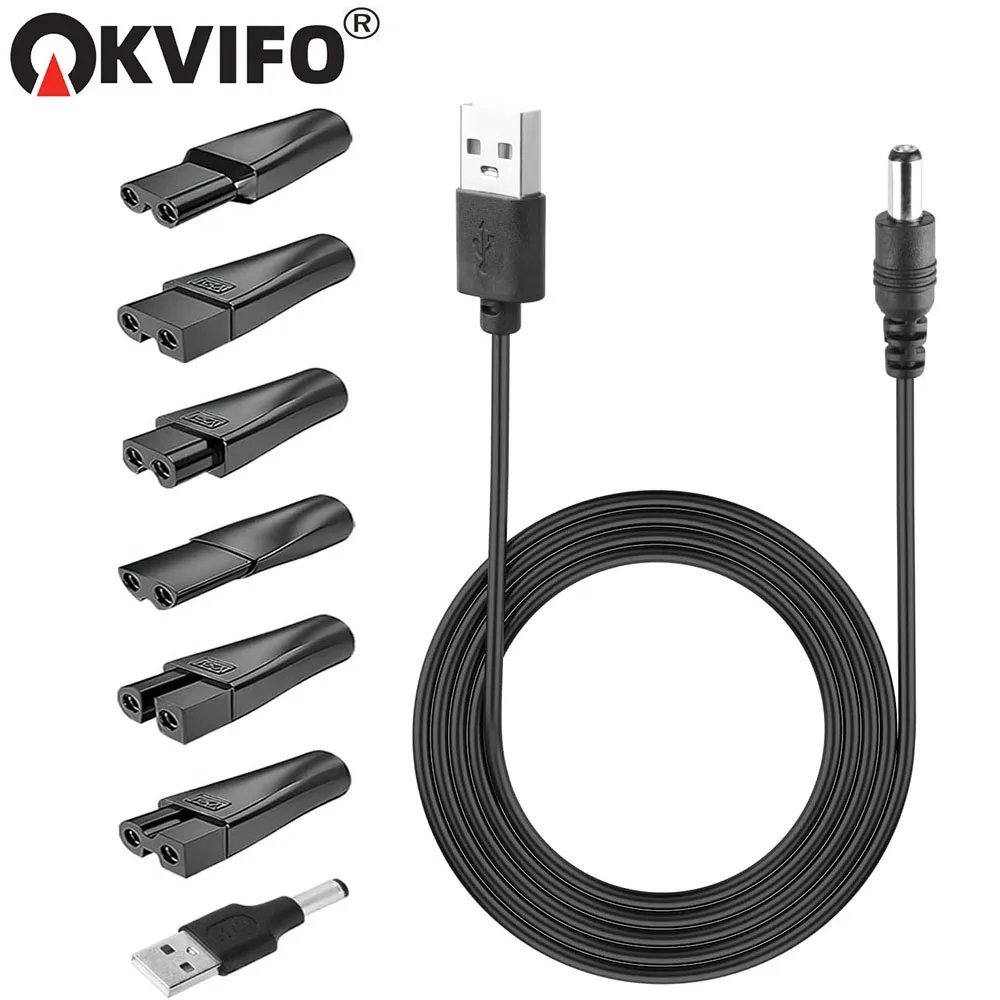 KVIFO 8 PCS Replacement Power Cord 5V Charger USB Adapter Suitable for All Kinds Electric Hair Clippers Beard trimmers Shavers