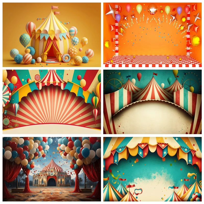 

AI Painting Circus Baby 1st Birthday Backdrops For Photography Newborn Party Decor Background Photo Photographic Props Photocall