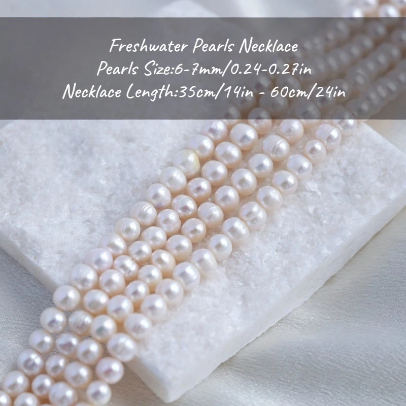 MYSOYA قلادة من لؤلؤ المياه العذبة البيضاء مكونة من أربع طبقات 6-7 ملم مع صندوق هدايا، لها/له، عيد الميلاد/الزفاف/الذكرى السنوية/هدية الكريسماس #2