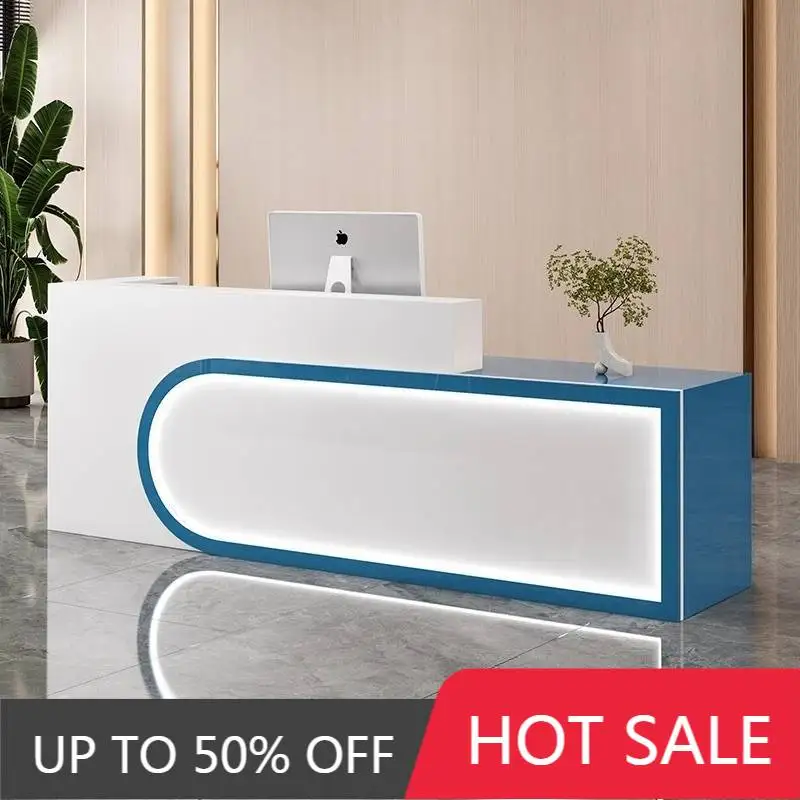 Black Brown Reception Desks Blue Orange Wood White Modern Reception Desks Luxury Classic Mostrador Recepcion Office Furniture