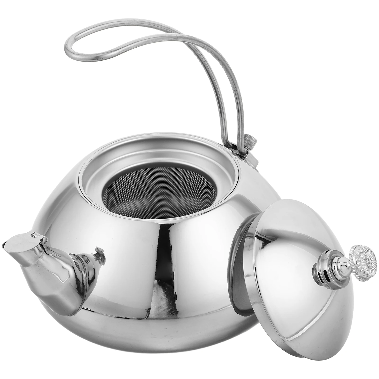 

1.5L Stainless Steel Tea Kettle Induction Cooktop Compatible Ergonomic Handle Filter Loose Leaf Teapot Suitable for Home Office