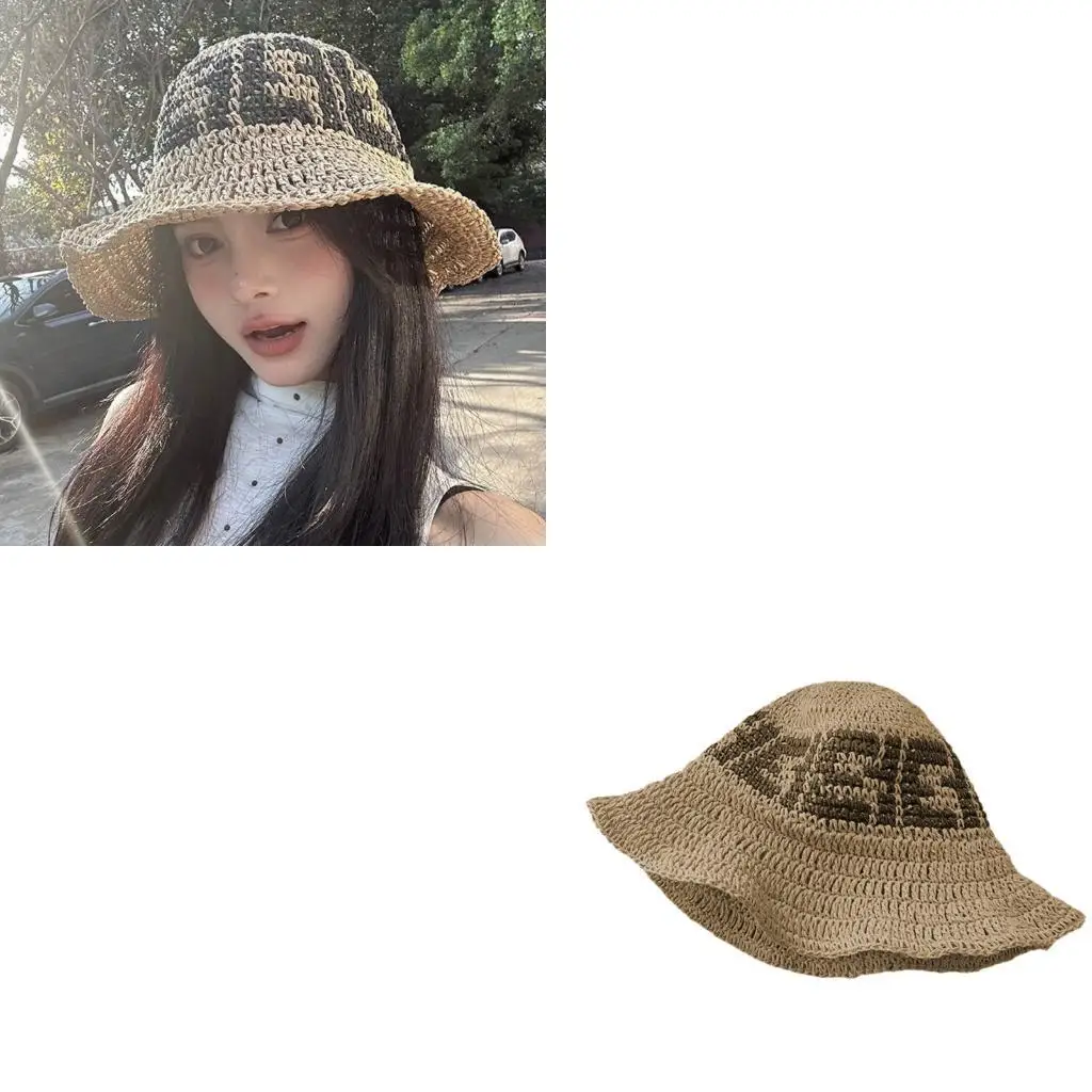 

652f натуральный соломенный рыбак шляпа складной дизайн
