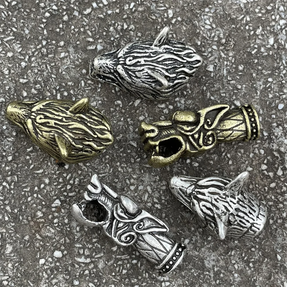 Viking Wolf Heads Beads Charms For Necklaces Bracelets Jewelry Making Diy Crafts Accessories