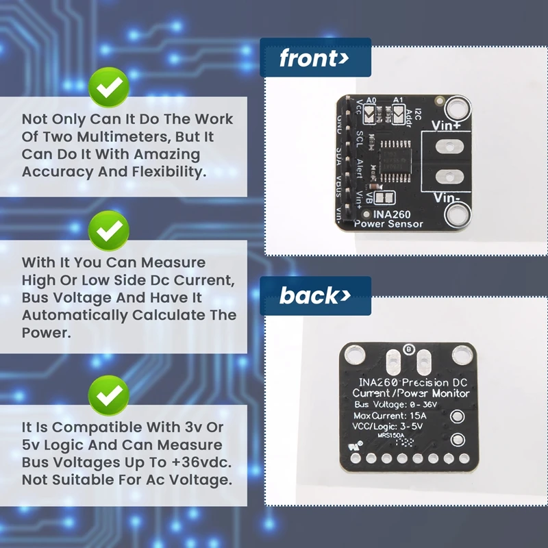 SCLS INA260 Detection Sensor Module High Or Low Side Voltage Current Power Sensor Portable Module
