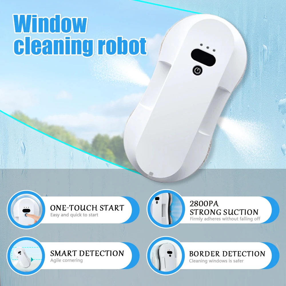 روبوت تنظيف النوافذ، جهاز تنظيف الزجاج الذكي الأوتوماتيكي بالكامل، منظف نوافذ رذاذ دوار مزدوج الارتفاع #1