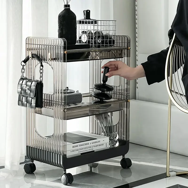 Kitchen Multifunctional Trolleys Bathroom Floor Storage Rack Mobile Trolley with Wheels Kitchen Islands Snack Storage Rack Cart