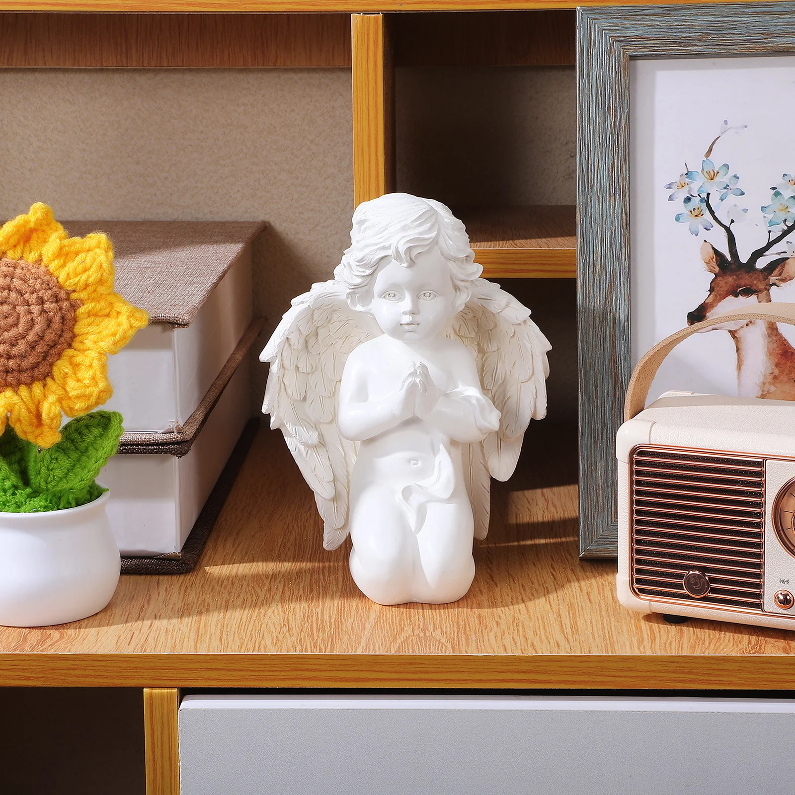 

1Pcs Angel Adornment Resin Decoration Desktop Craft Ornament White Resin Figurine Lovely Figurine Ornaments