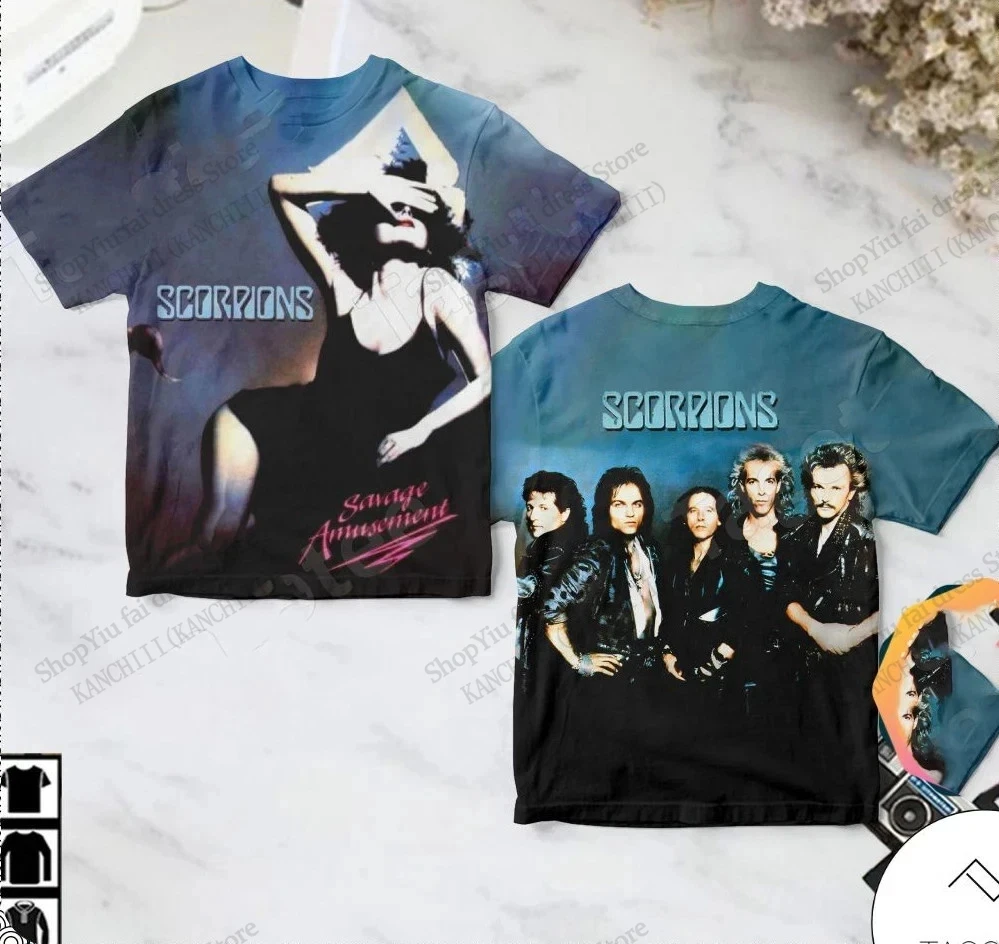2026 Scorpions Rock Band Tour 3D Print T-shirt Men Women Fashion Hip Hop Oversized Short Sleeve Tops Tee Album Shirt Men Clothes