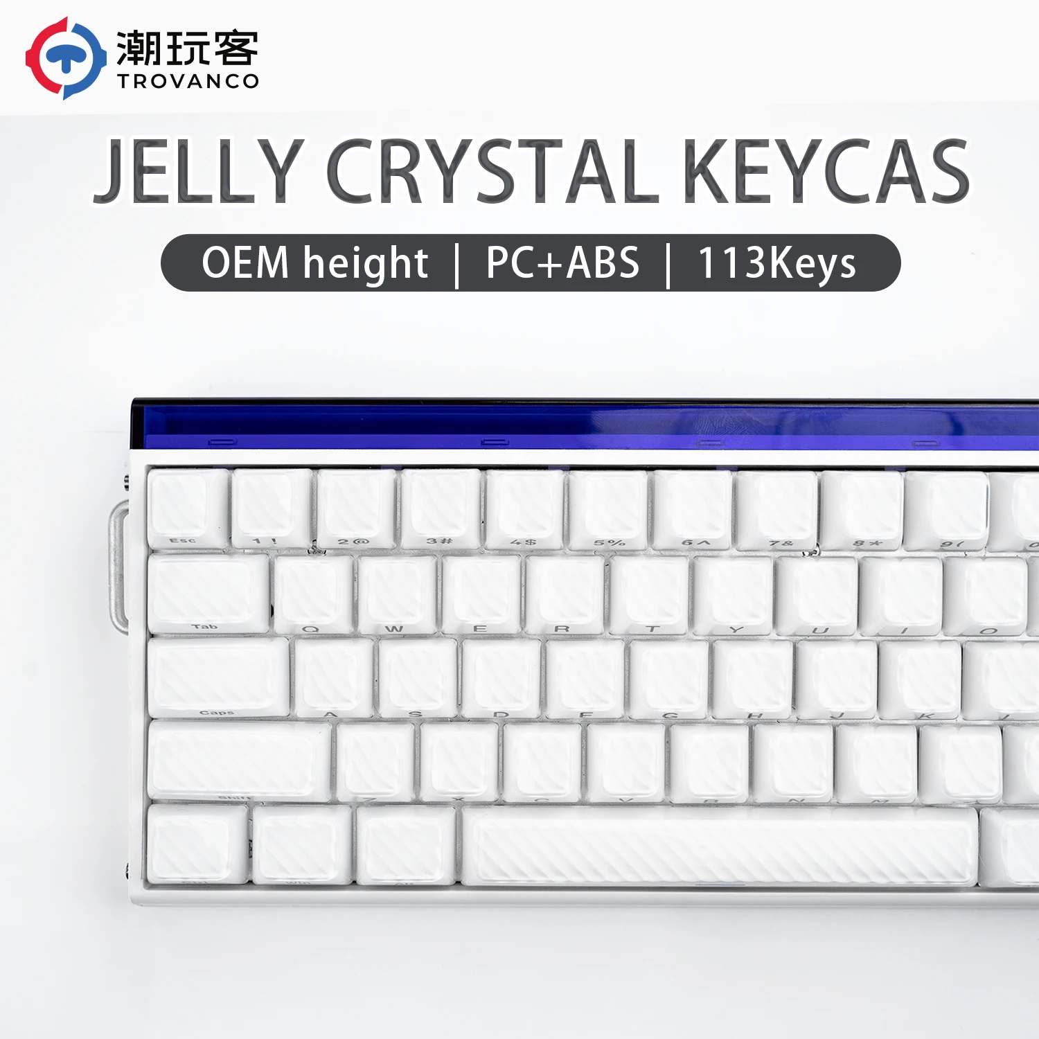 

136 keys Crystal jelly keycaps Side Print Translucent OEM Profile for 61/68/84/87/98/100-key Cherry MX mechanical keyboards caps